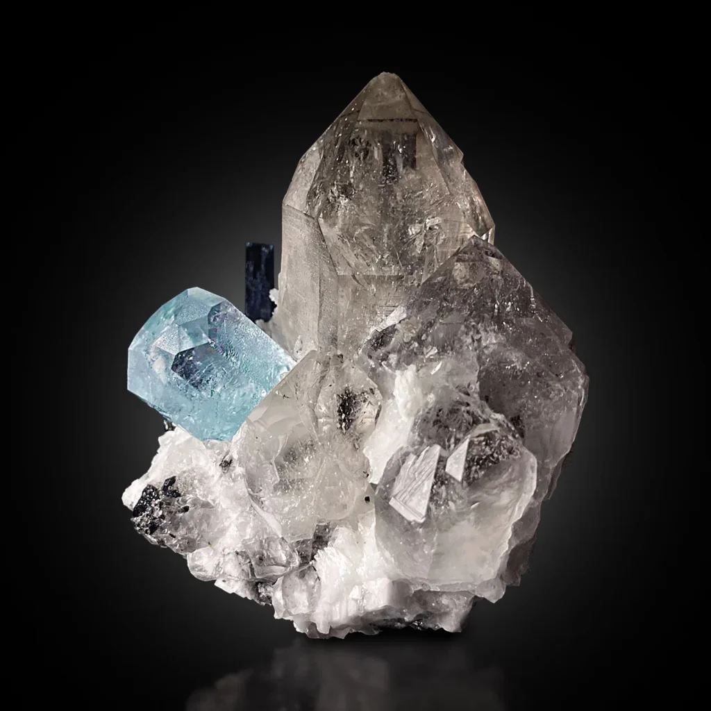 Aquamarine with Quartz, Black Tourmaline and Feldspar - Image 2